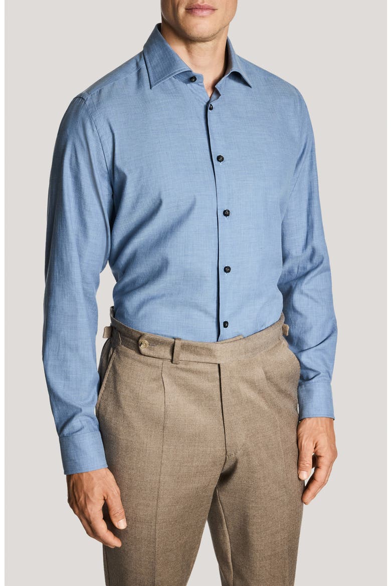 Flannelite Cotton Long Sleeve Sport Shirt, Main, color, BLUE