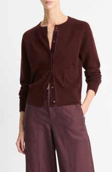 Vince Velvet Trim Wool & Cashmere Cardigan