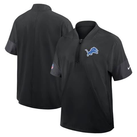 Men's Nike Black Detroit Lions Sideline Short Sleeve Quarter-Zip Performance Coach Jacket