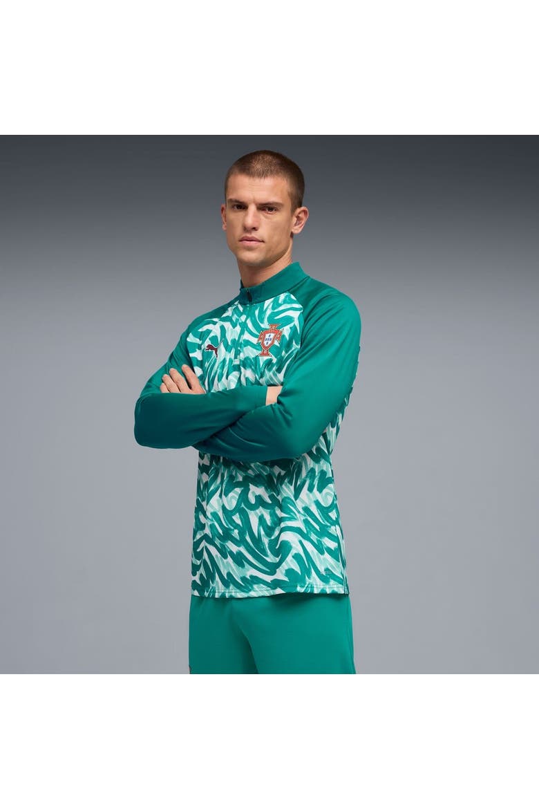 Men's Puma Green Portugal National Team Pre-Match Quarter-Zip Top, Main, color, Green