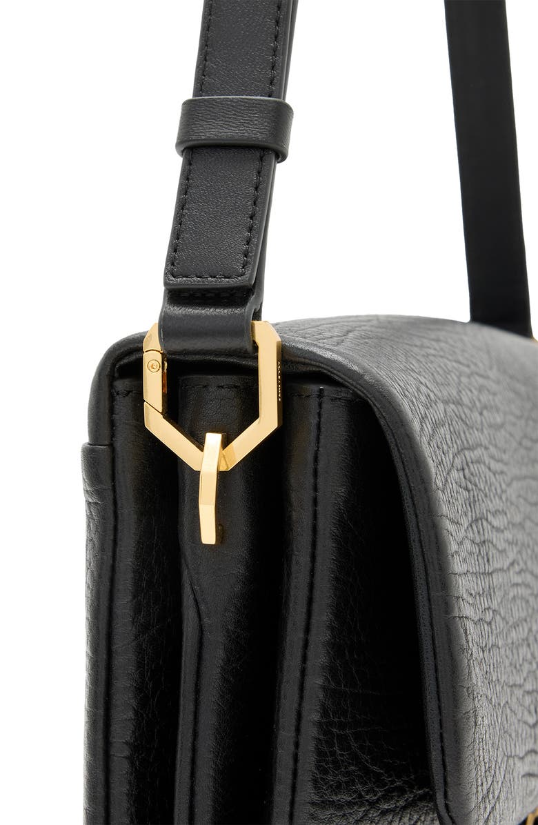 AllSaints Ondine Leather Shoulder Bag, Alternate, color, Black
