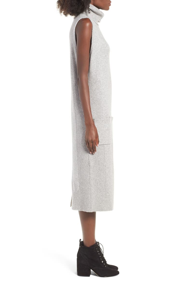 Sleeveless Turtleneck Knit Midi Dress, Alternate, color, GREY MEDIUM HEATHER