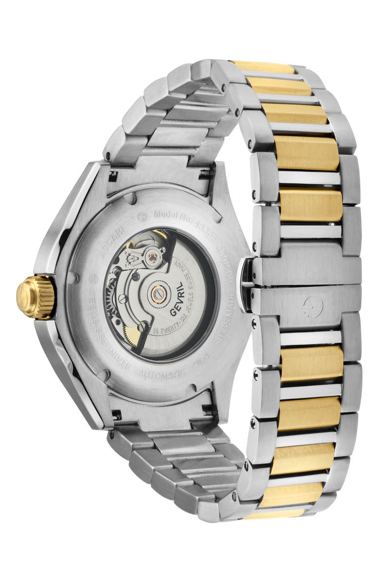 GEVRIL Ascari Swiss Automatic Bracelet Watch, 42mm, Alternate, color, Two Tone
