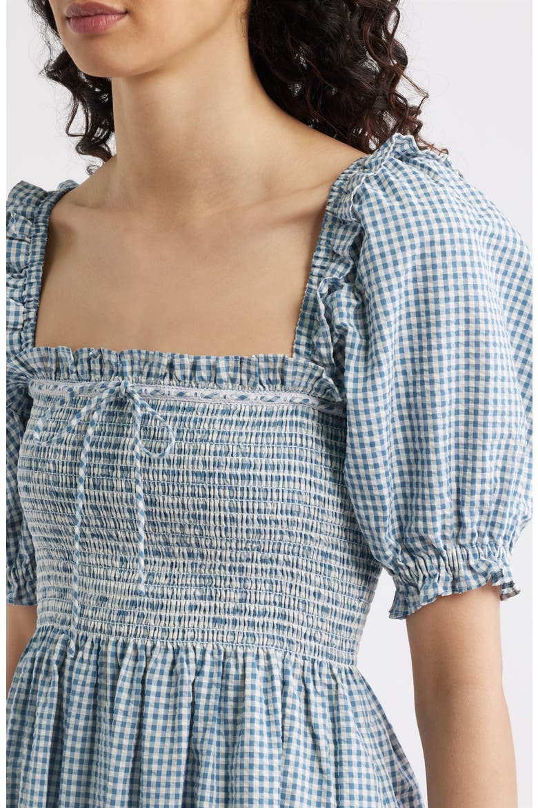 The Scarlett Nap® Fit & Flare Midi Dress, Alternate, color, TEAL GINGHAM