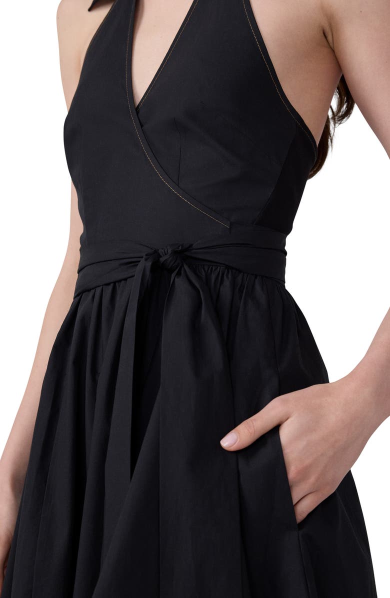 Diane von Furstenberg Nova Halter Neck Cotton Midi Dress, Alternate, color, Black