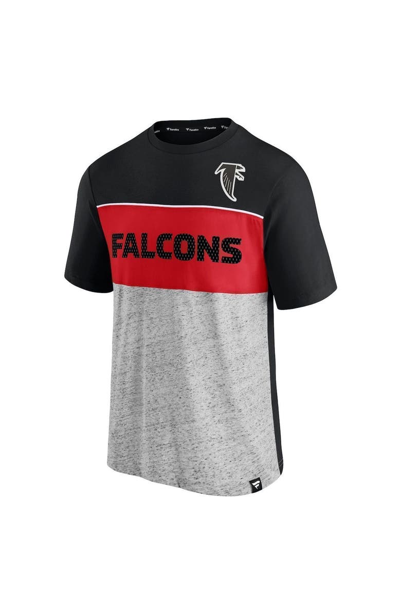 FANATICS Men's Fanatics Branded Black/Heathered Gray Atlanta Falcons Throwback Colorblock T-Shirt, Alternate, color, Black
