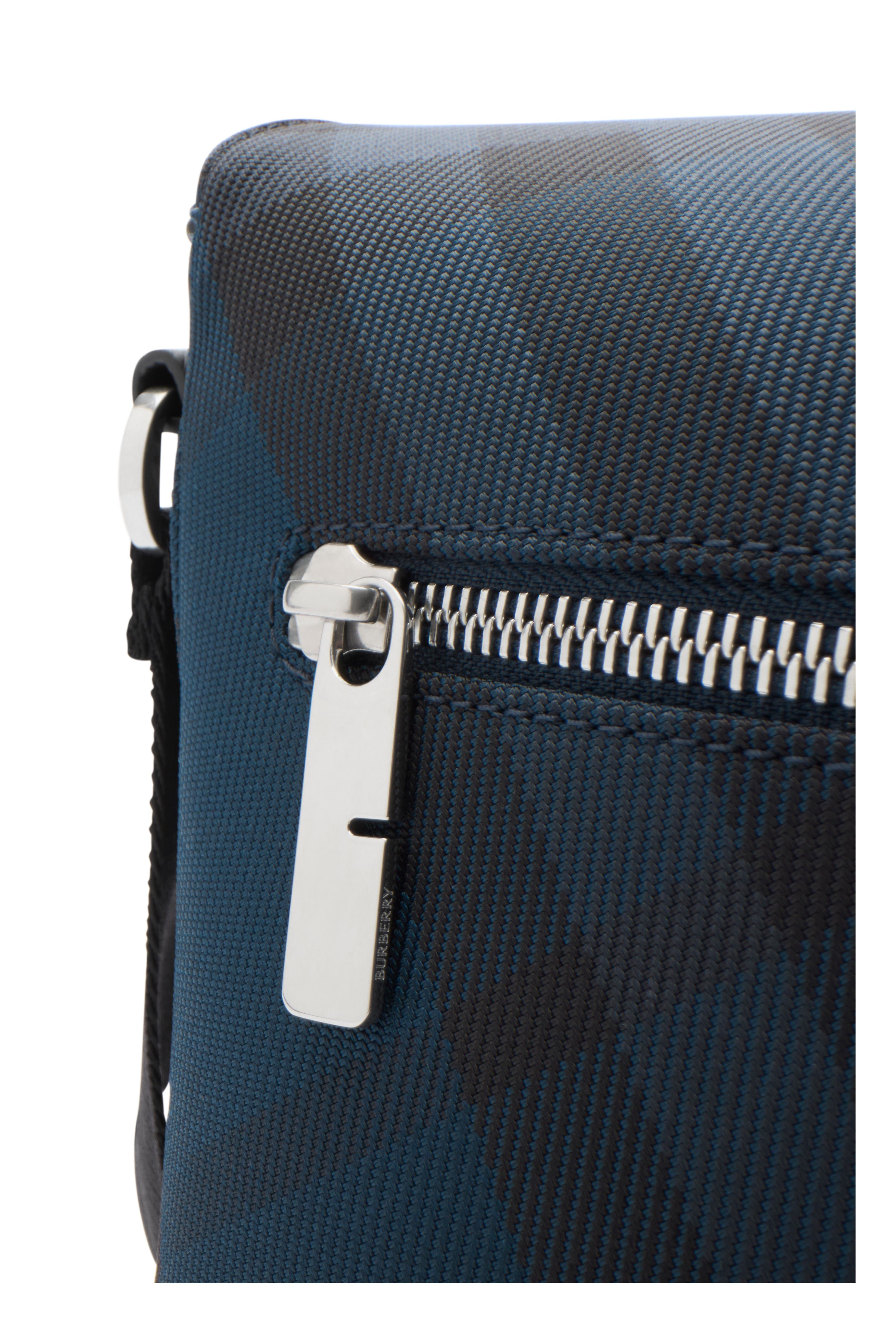 Burberry Grid Messenger Bag, Alternate, color, Navy