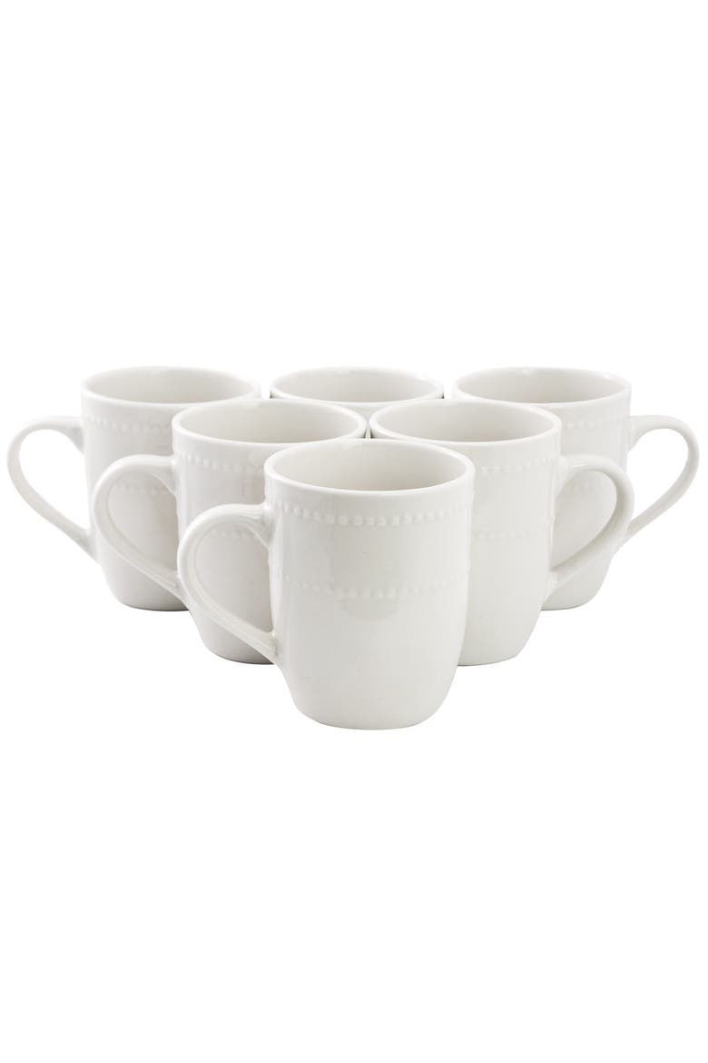 6 Piece Stoneware 12 Ounce Mug Set, Main, color, White