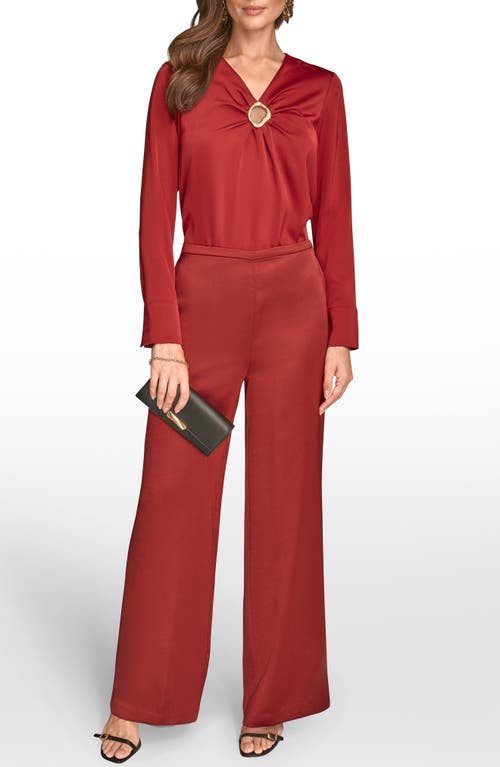 Donna Karan New York Wide Leg Satin Pants In Multi