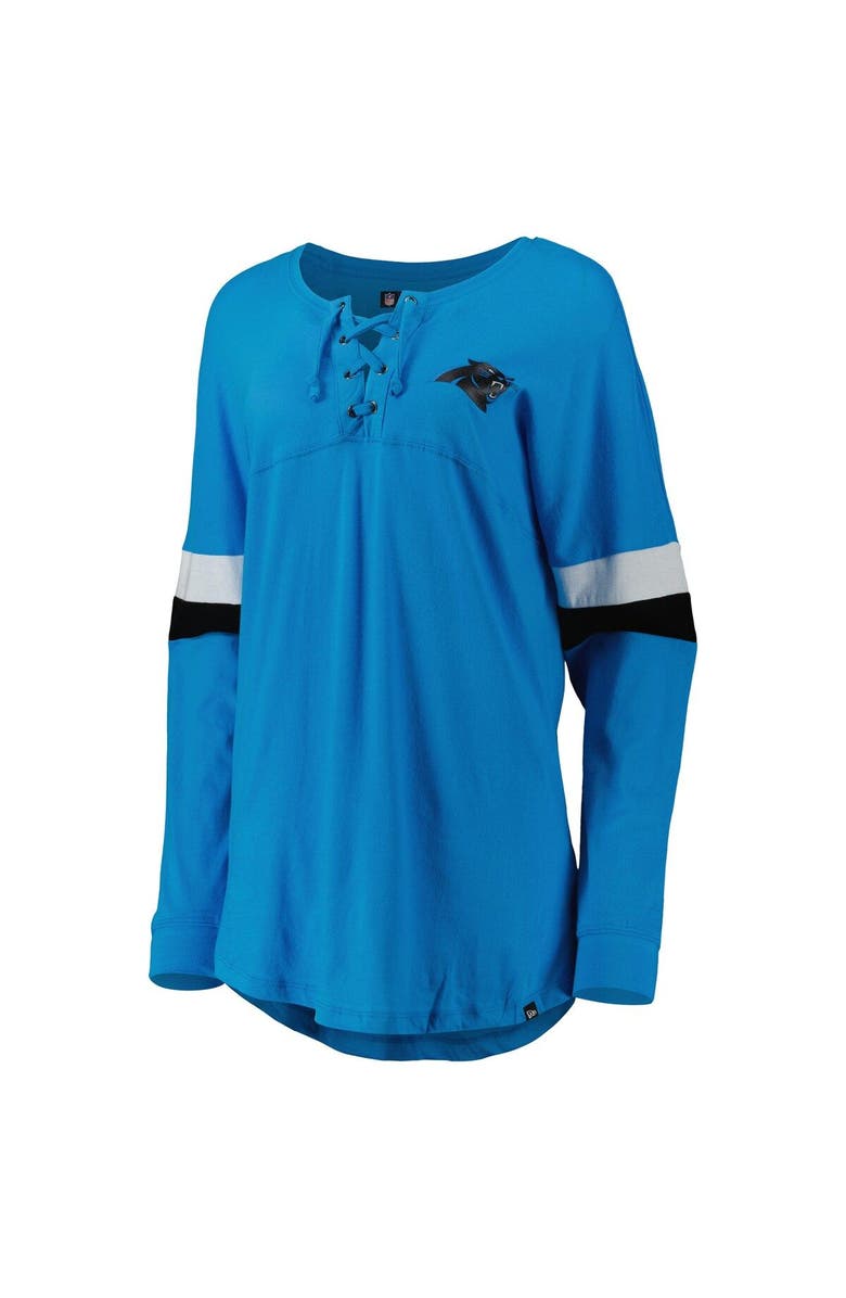 New Era Women's New Era Blue Carolina Panthers Athletic Varsity Lace-Up Long Sleeve T-Shirt, Alternate, color, Blue