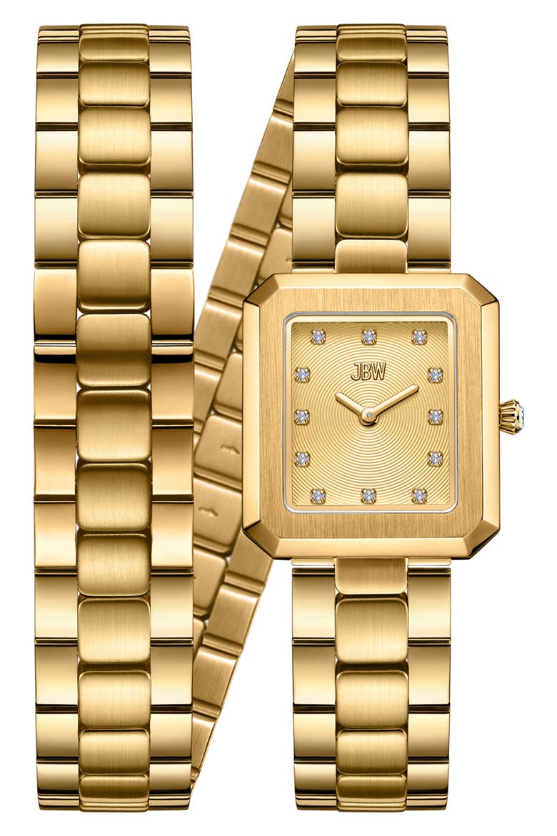 Arc Lab-Created Diamond Double Wrap Bracelet Watch, 23mm, Main, color, 18K GOLD