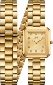JBW Arc Lab-Created Diamond Double Wrap Bracelet Watch, 23mm