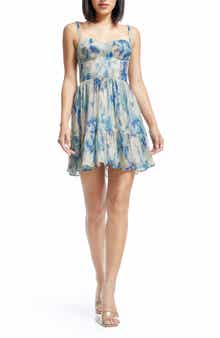 Dress the Population Marlow Metallic Floral Print Cocktail Minidress