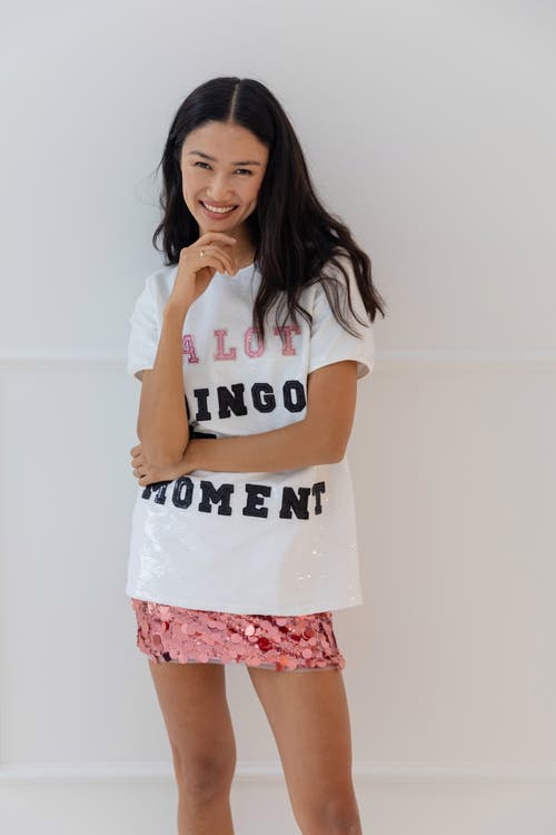 Lola + The Boys Magic Paillette Mini In Light Pink