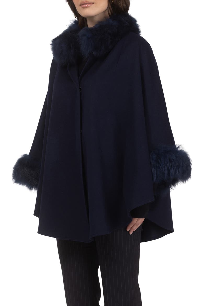 Wool And Cashmere Cape, Alternate, color, NAVY