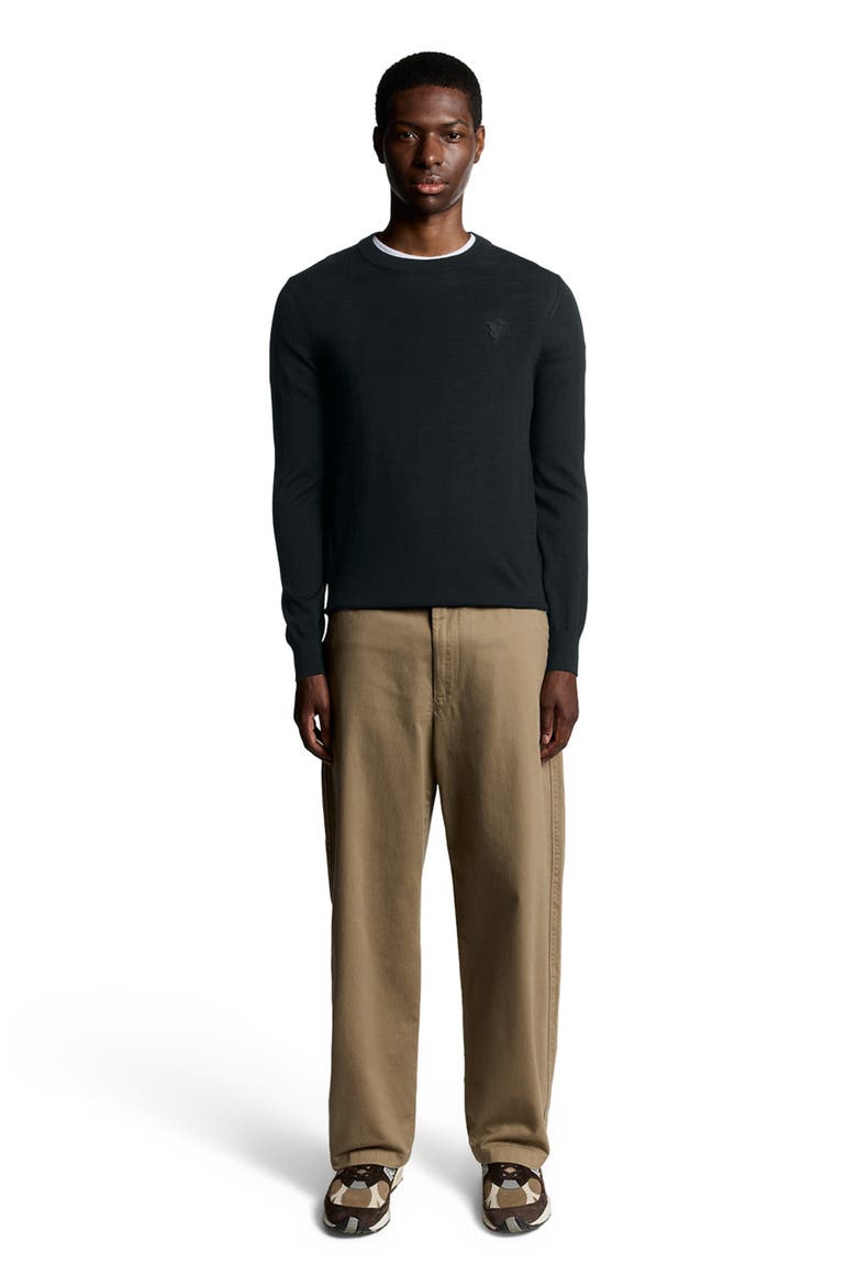 Tonal Eagle Merino Crew Neck Sweater, Main, color, Jet Black