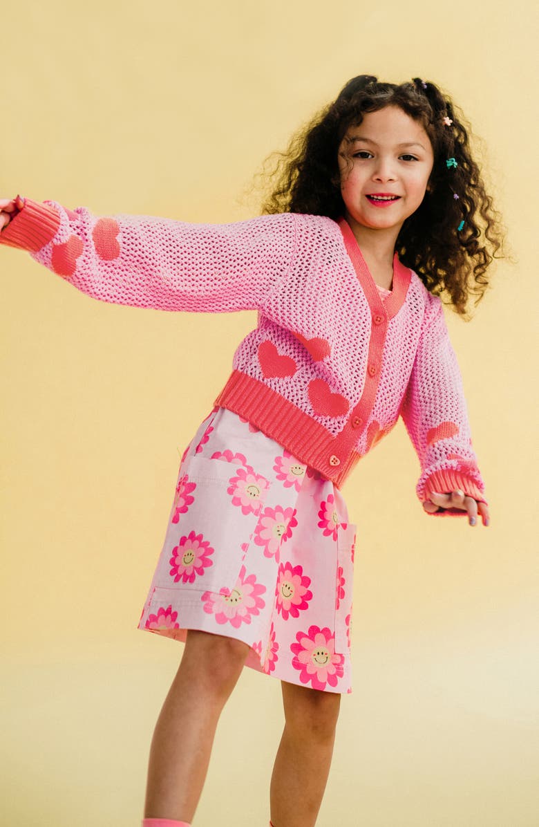 Rock Your Kid Kids
 Heart Cotton Cardigan, Alternate, color, Pink