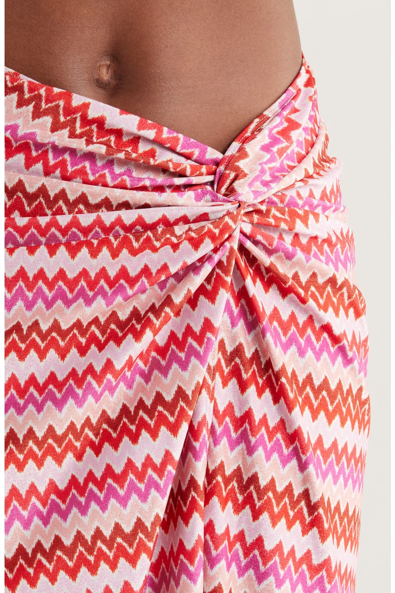 Xana Metallic Chevron Cover-Up Skirt, Alternate, color, FLAME CHEVRON