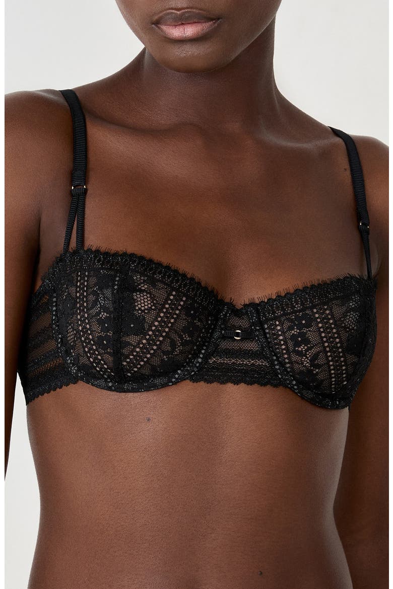 Aura N°9 Underwire Balconette Bra, Main, color, BLACK