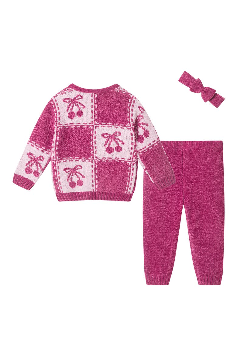 Cherry Chenille Sweater, Pants & Headband Set, Alternate, color, CHERRIES