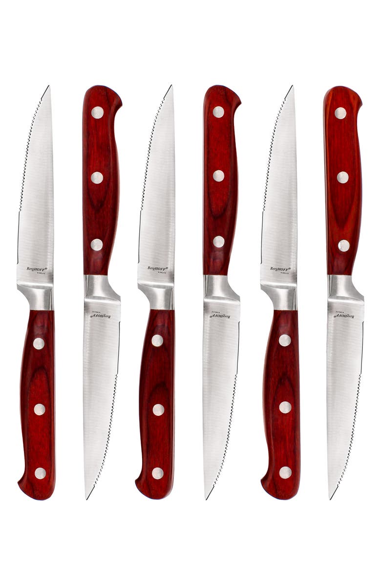 BergHOFF 7-Piece Stainless Steel Steak Knife Set, Alternate, color, Brown