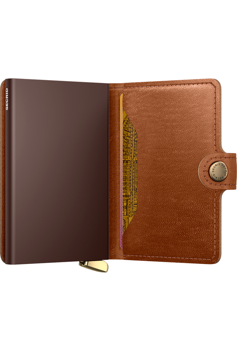 Premium Miniwallet+ Emboss Lines, Alternate, color, Cognac