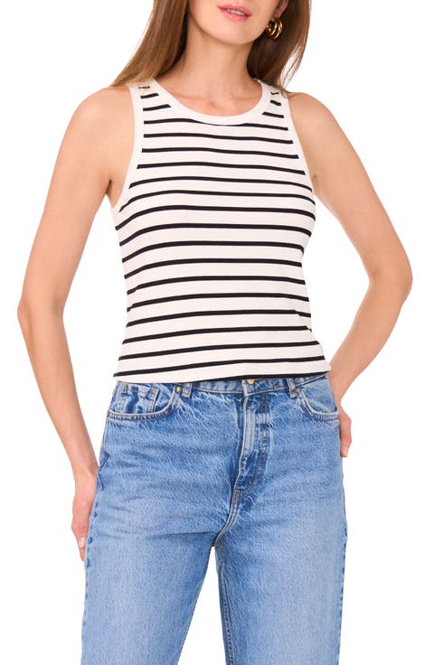 Vince Camuto Woven Printed V-Neck Sleeveless Tank | Dillard's