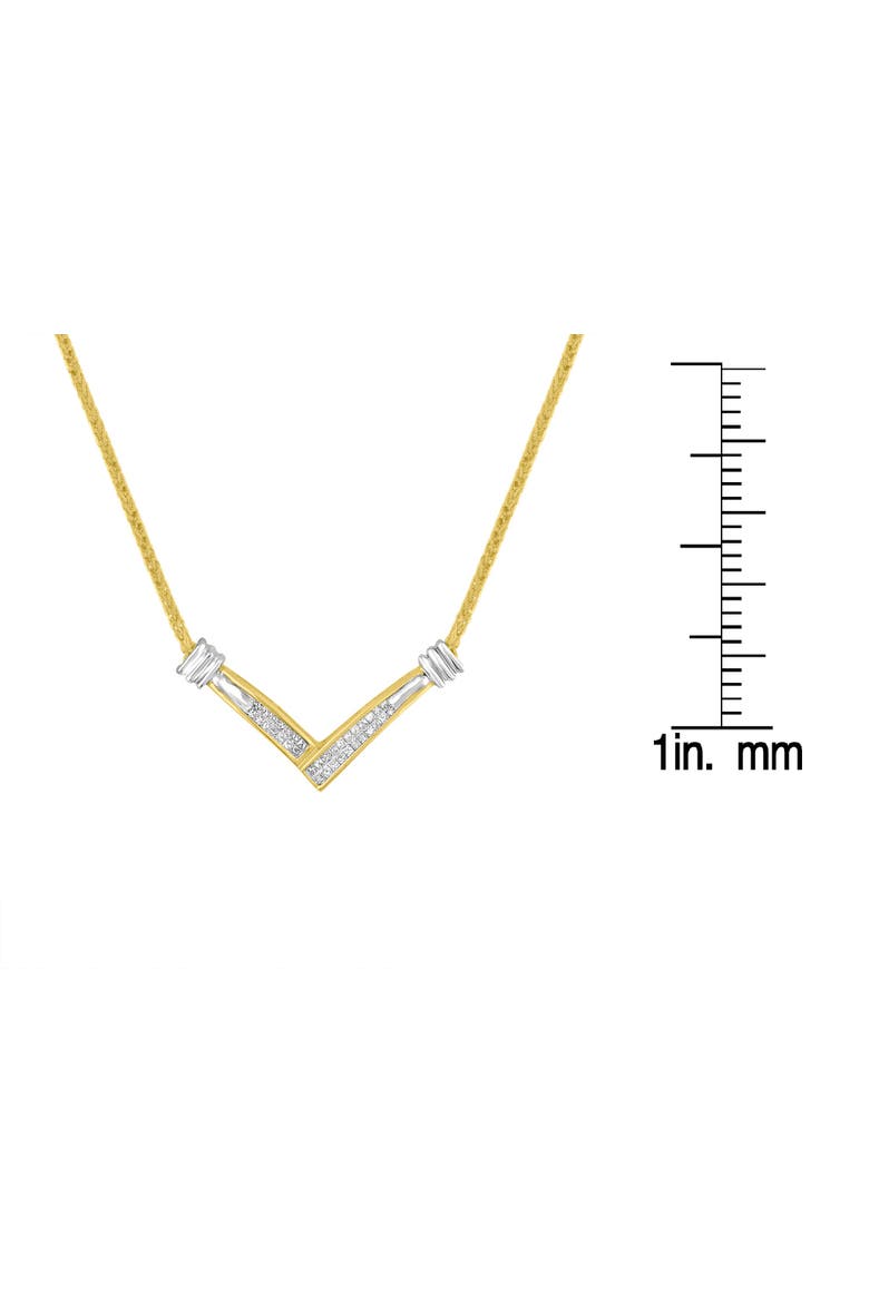 14K Yellow and White Gold 1/4 Cttw Diamond "V" Shape 18" Pendant Necklace, Alternate, color, Yellow