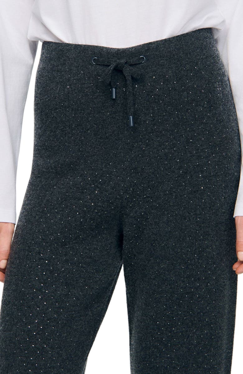 SANDRO Knit rhinestone-covered trousers, Alternate, color, Charcoal Grey