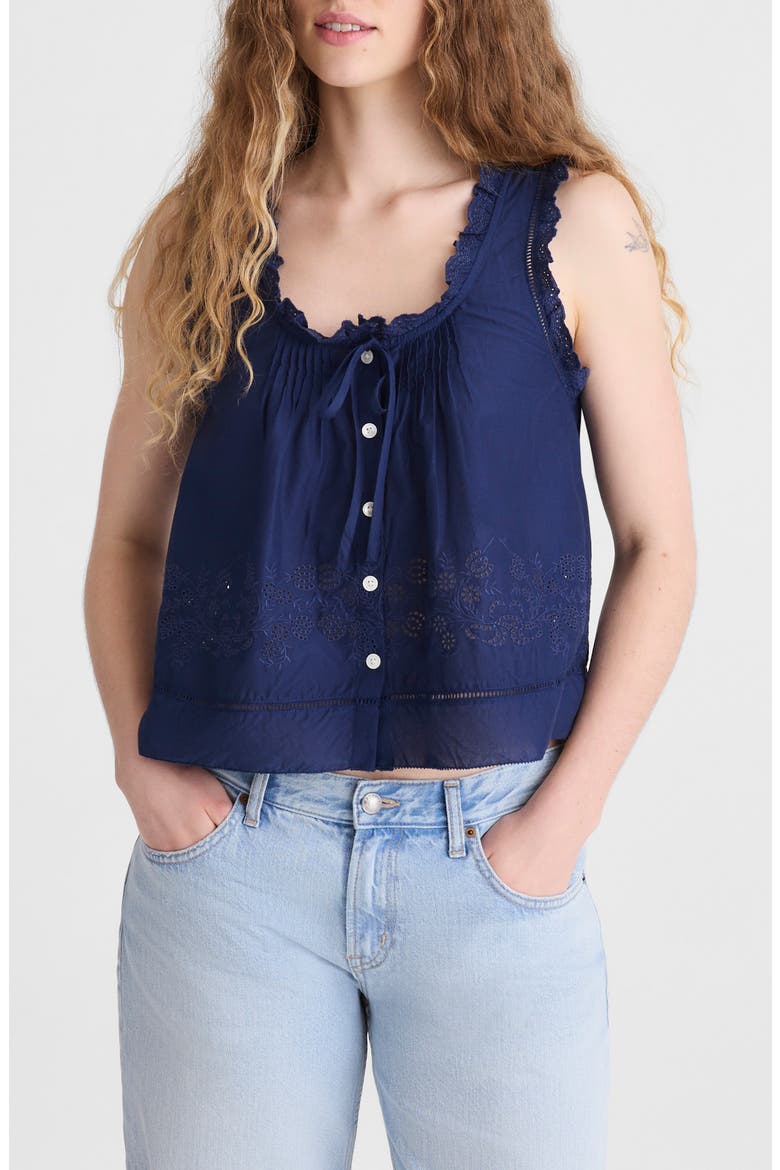 The Embroidered Leah Top, Main, color, CLASSIC INDIGO