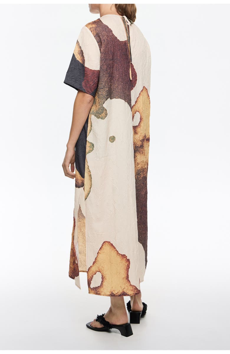Bimba y Lola Abstract Straight Cut Maxi Dress With Cut-Outs, Alternate, color, Abstract Light Yellow