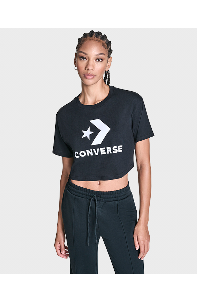 Converse Star Chevron Cropped T-Shirt, Alternate, color, Converse Black