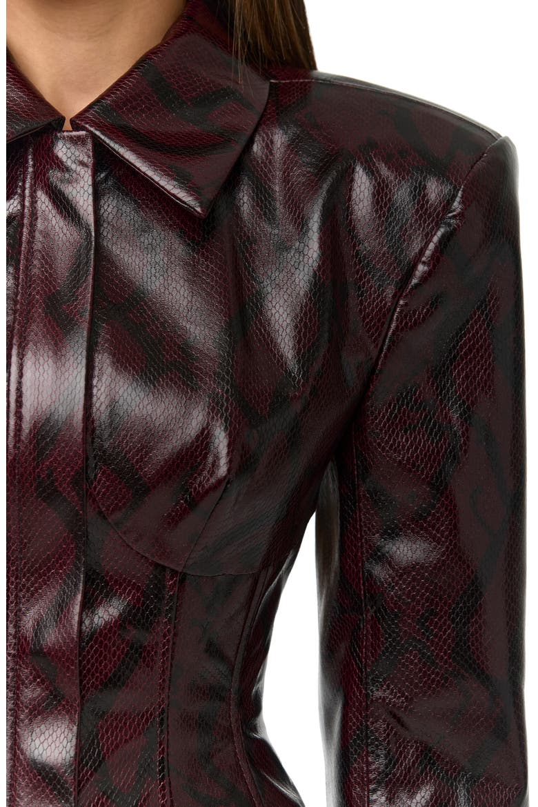 Python Embossed Faux Leather Blazer, Alternate, color, BURGUNDY PYTHON