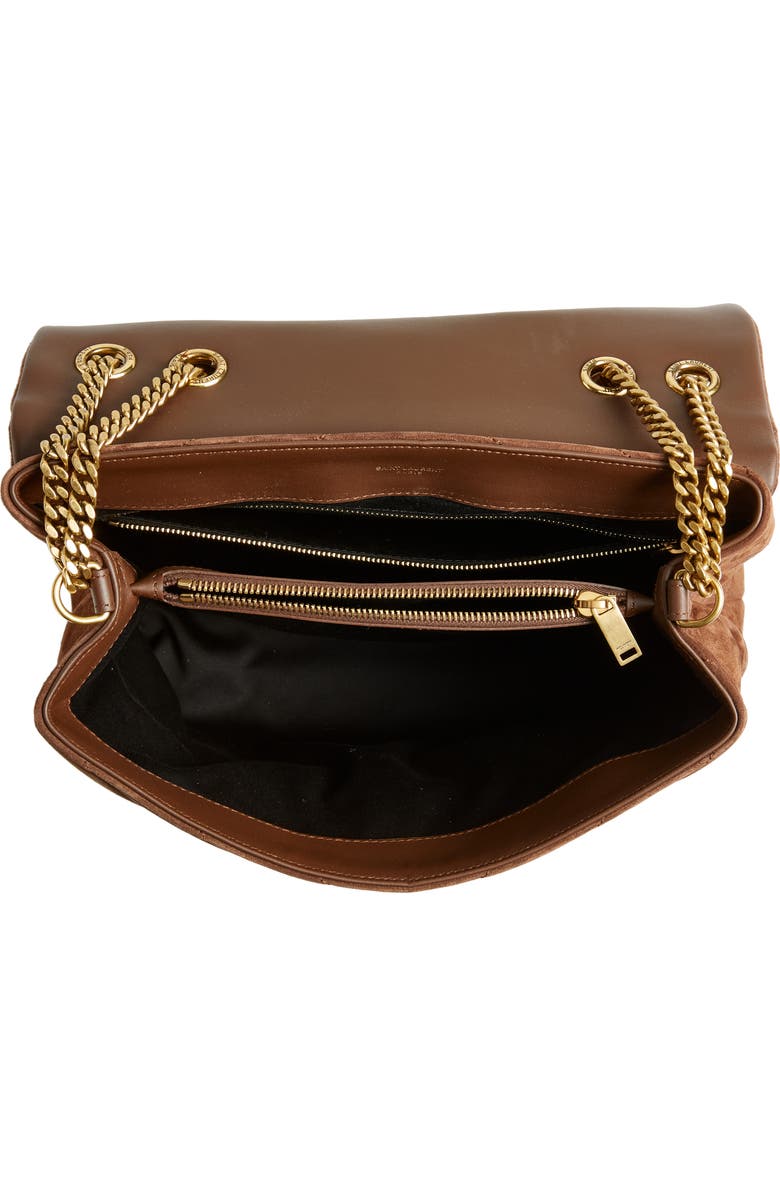 Saint Laurent Medium Lou Matelassé Suede Shoulder Bag, Alternate, color, Brown Coffee