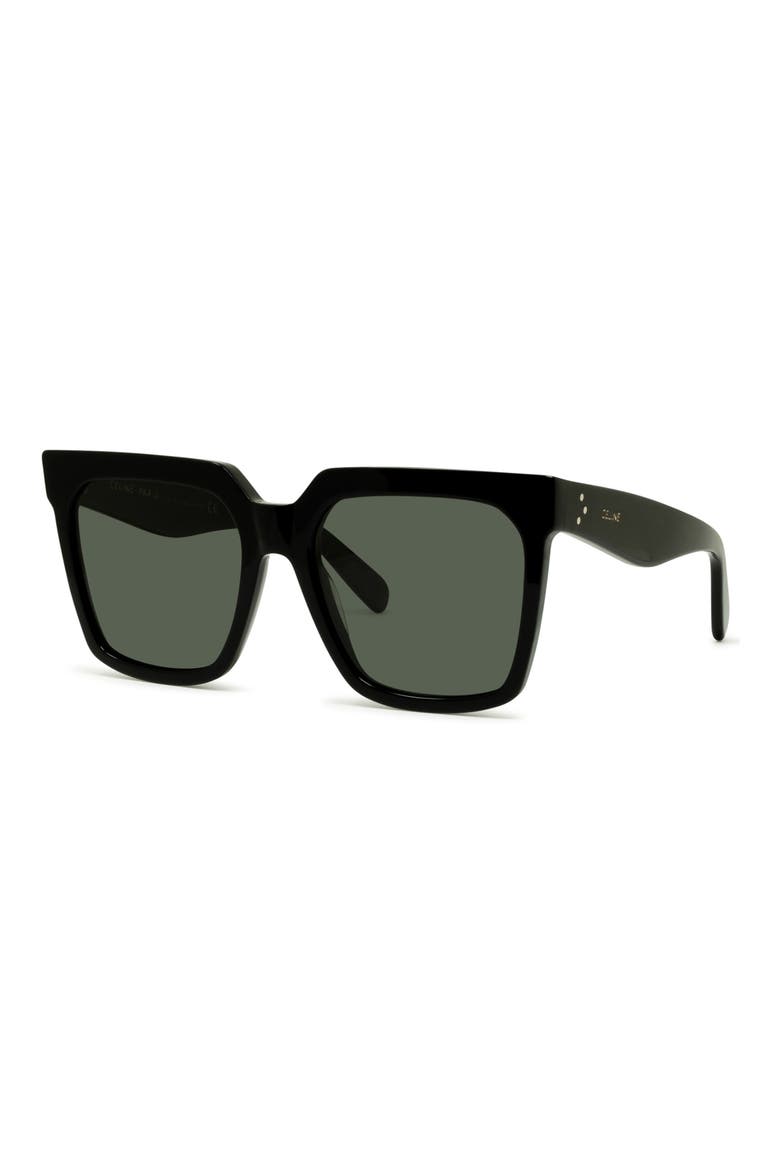 Bold 3 Dots 55mm Polarized Square Sunglasses, Alternate, color, SHINY BLACK/ SMOKE