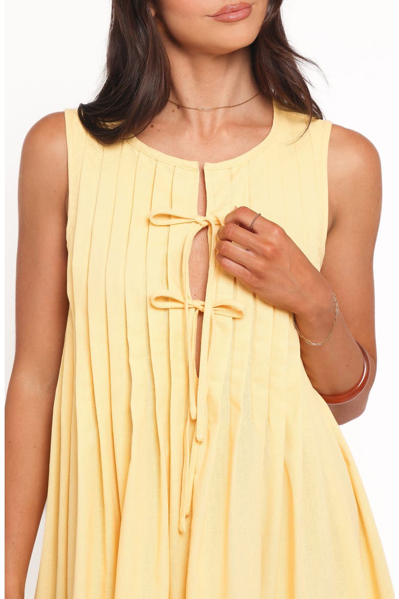 Madeline Pintuck Tie Front Minidress, Alternate, color, BUTTER YELLOW