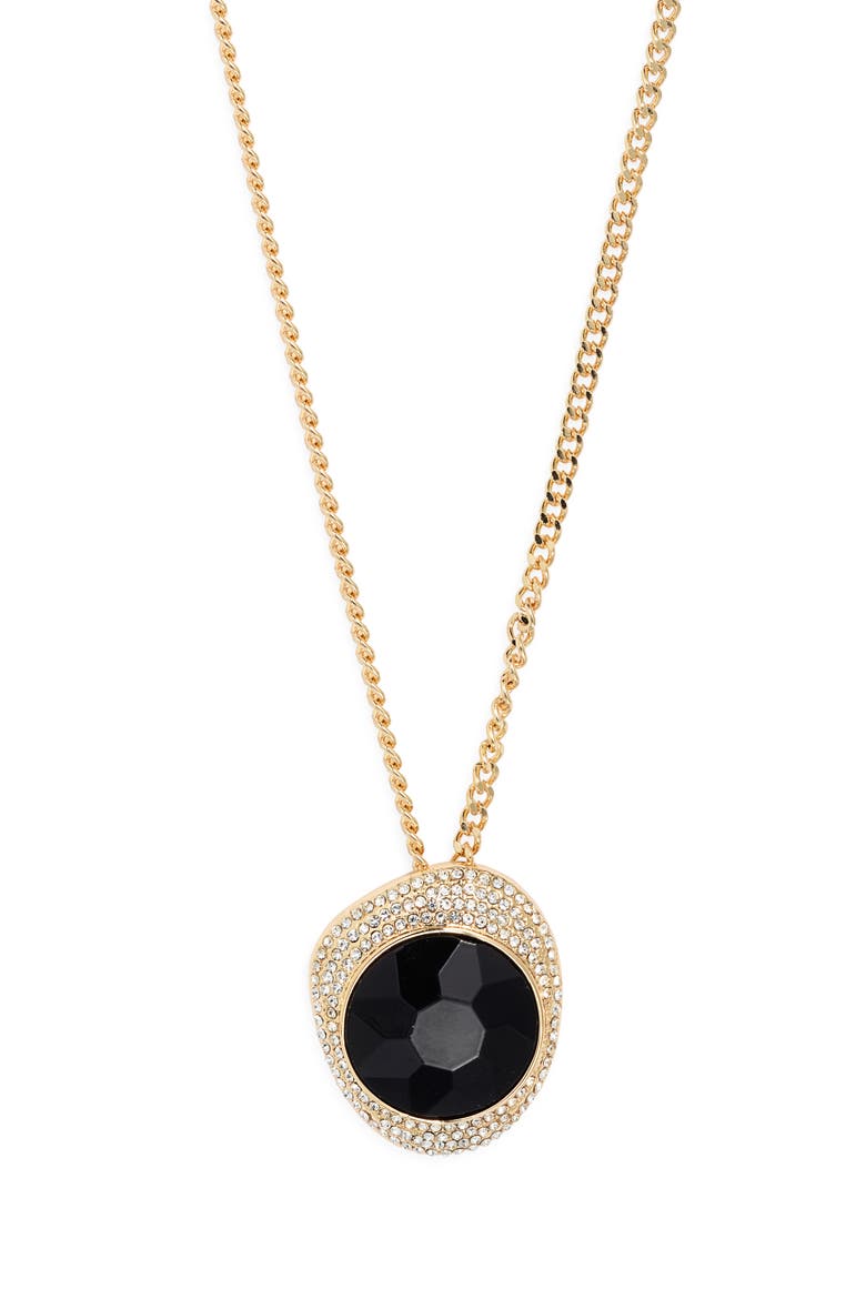 Long Pave Faceted Pendant Necklace, Main, color, CLEAR- BLACK- GOLD