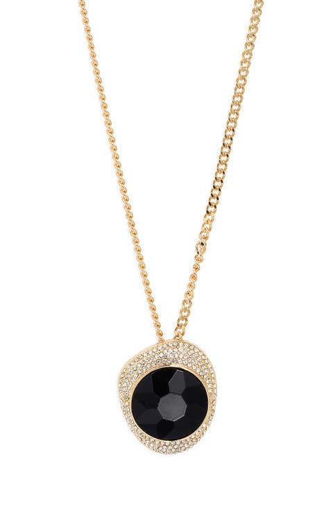 Long Pave Faceted Pendant Necklace