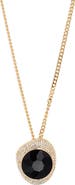 Open Edit Long Pave Faceted Pendant Necklace
