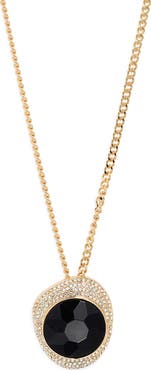 Open Edit Long Pave Faceted Pendant Necklace