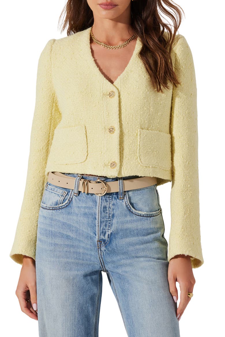 Marleigh Crop Tweed Jacket, Main, color, LEMON