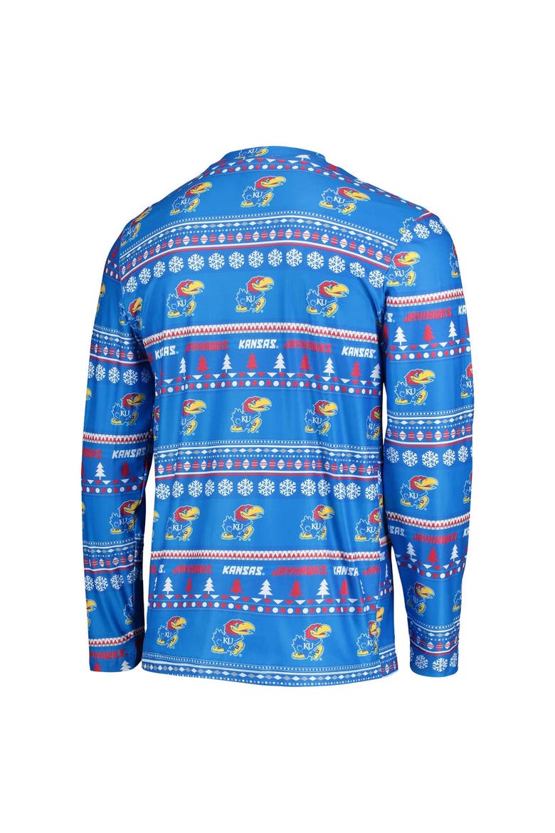 Men's Concepts Sport Royal Kansas Jayhawks Ugly Sweater Long Sleeve T-Shirt and Pants Sleep Set, Alternate, color, Royal