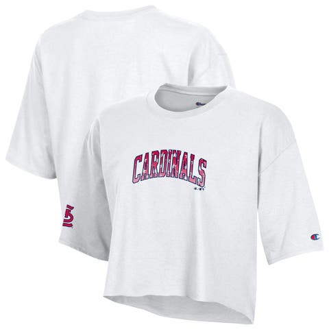 Women's Champion White St. Louis Cardinals Boyfriend Cropped Americana T-Shirt