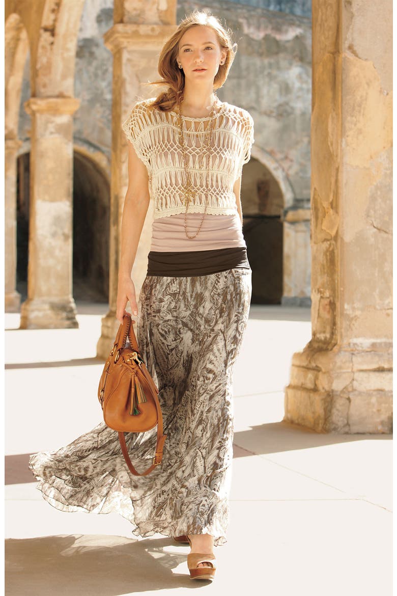 Print Maxi Skirt, Alternate, color, INDIGO/ BLACK