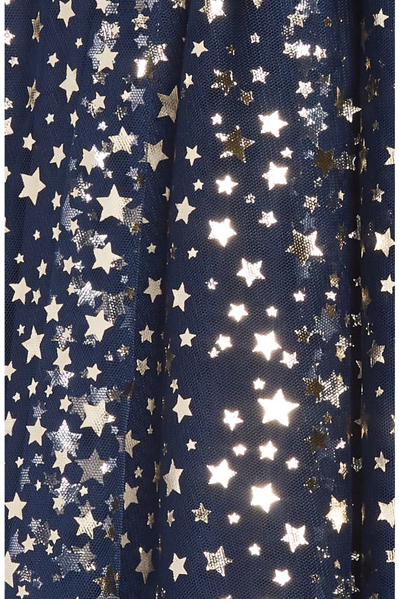 Foil Star Mesh Trapeze Dress, Alternate, color, NAVY STAR