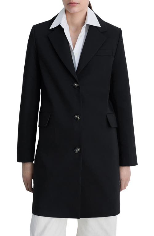 Shop Mango Cotton Blend Longline Blazer In Black