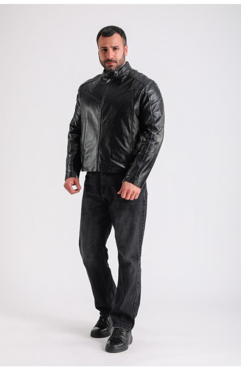 Furniq UK Eustace Leather Jacket, Alternate, color, Black