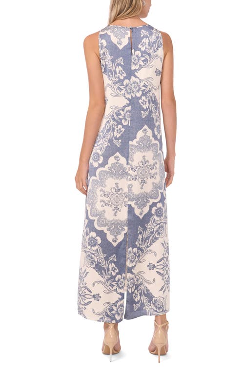 Vince Camuto Mixed Print Sleeveless Maxi Dress In Blue