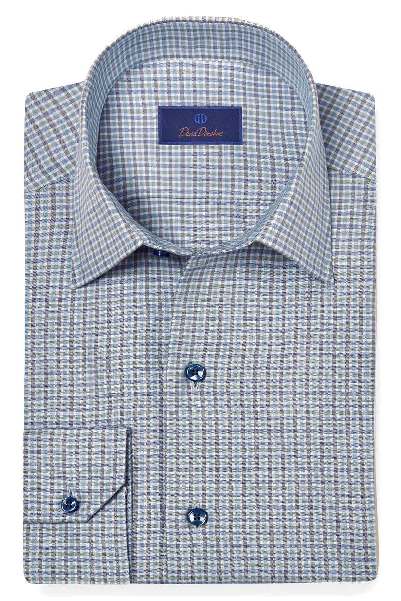 Twill Check Sport Shirt, Main, color, BLUE/ GREEN