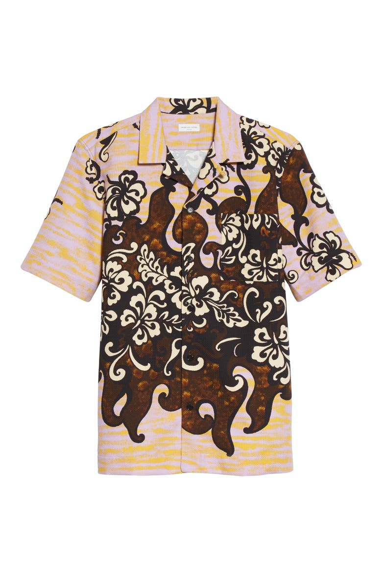 Carltone Floral Short Sleeve Button-Up Shirt, Alternate, color, LILAC